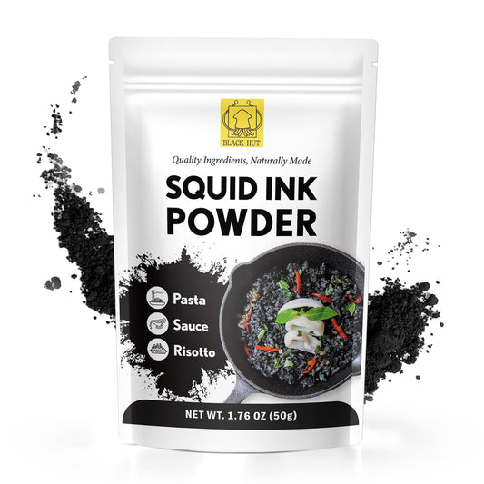 Black Hut Squid Ink Powder for Cooking, Black Food Coloring, 1.76oz, 1 Pack | Coloring Powder for Rice Noodles Pasta Spaghetti Risotto, Squid Ink for Cooking, Halal Certificate