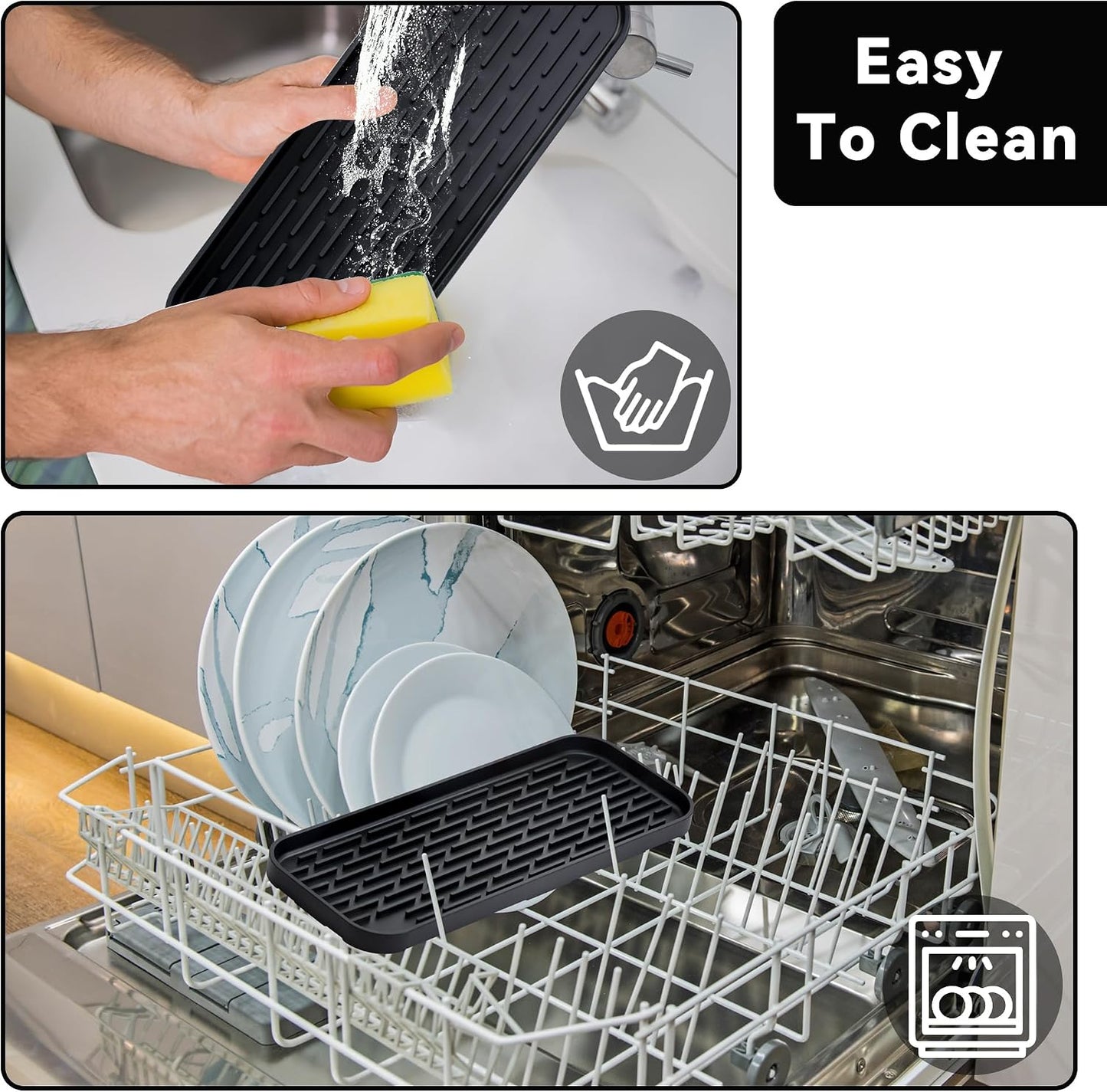 Drip Tray for Drink Dispenser, 1 Pack Rimmed Silicone Tray Mat for DD&amp;HAPP | Drip Catcher for Beverage Dispenser, Non-Slip Base, Catches Drips &amp; Spills, Protects Countertops, No Water Stains