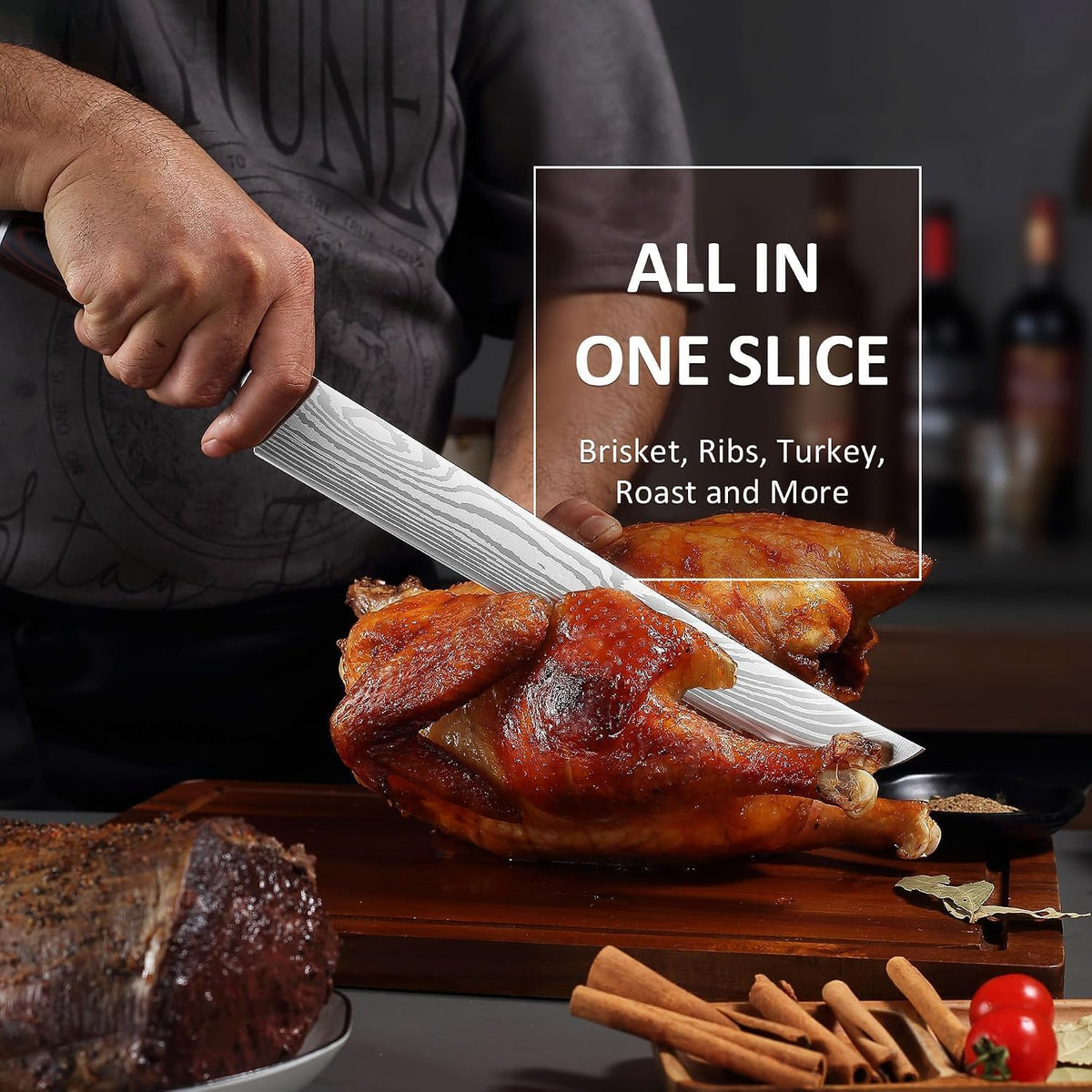 PAUDIN 12" Brisket Knife, Razor-Sharp Edge Slicing Knife for Brisket Meat