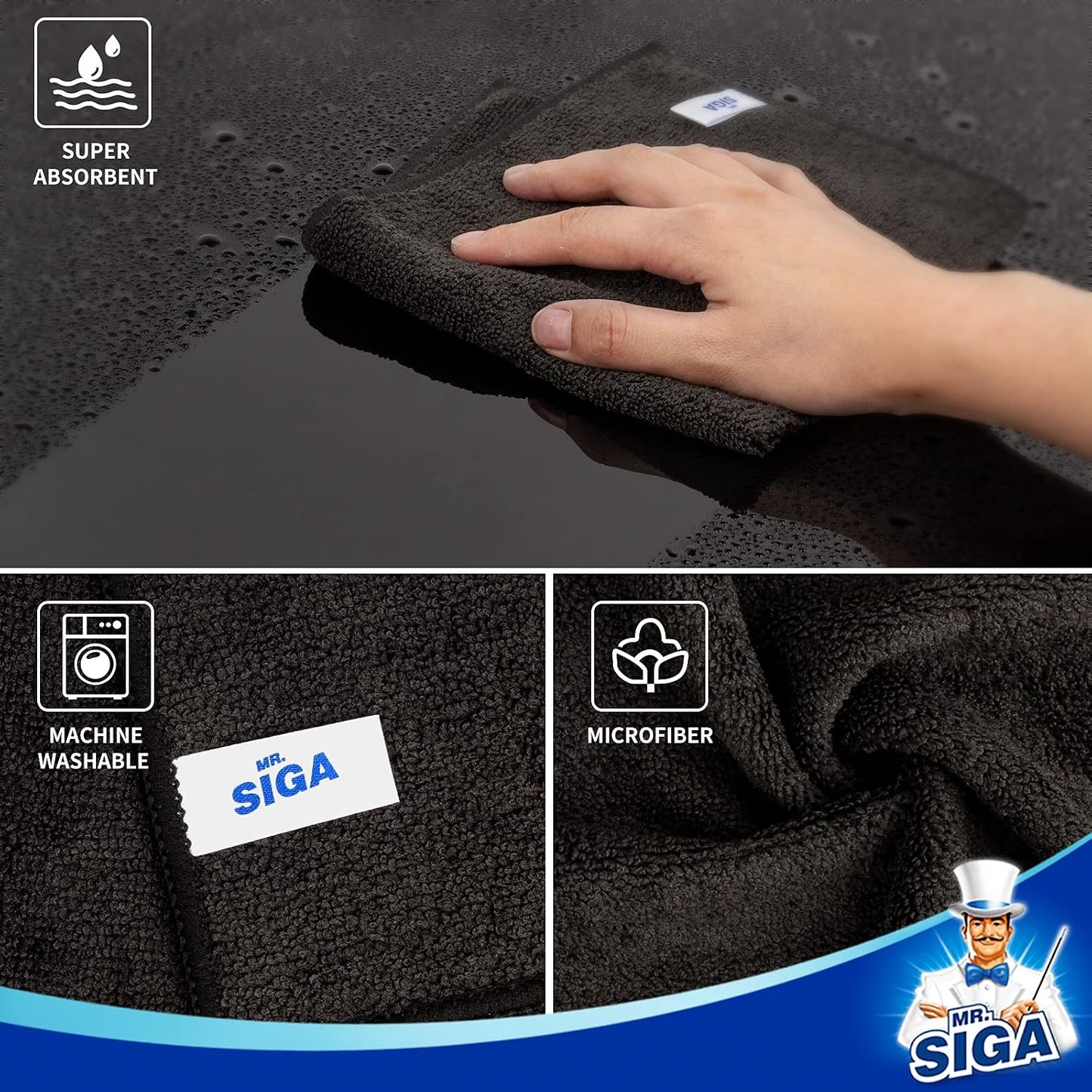 MR.SIGA Microfiber Cleaning Cloths, Streak Free Microfiber Towels, 12 Pack