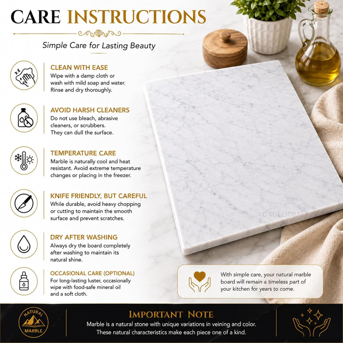 Marble Pastry &amp; Cutting Board, 10x14 Inch