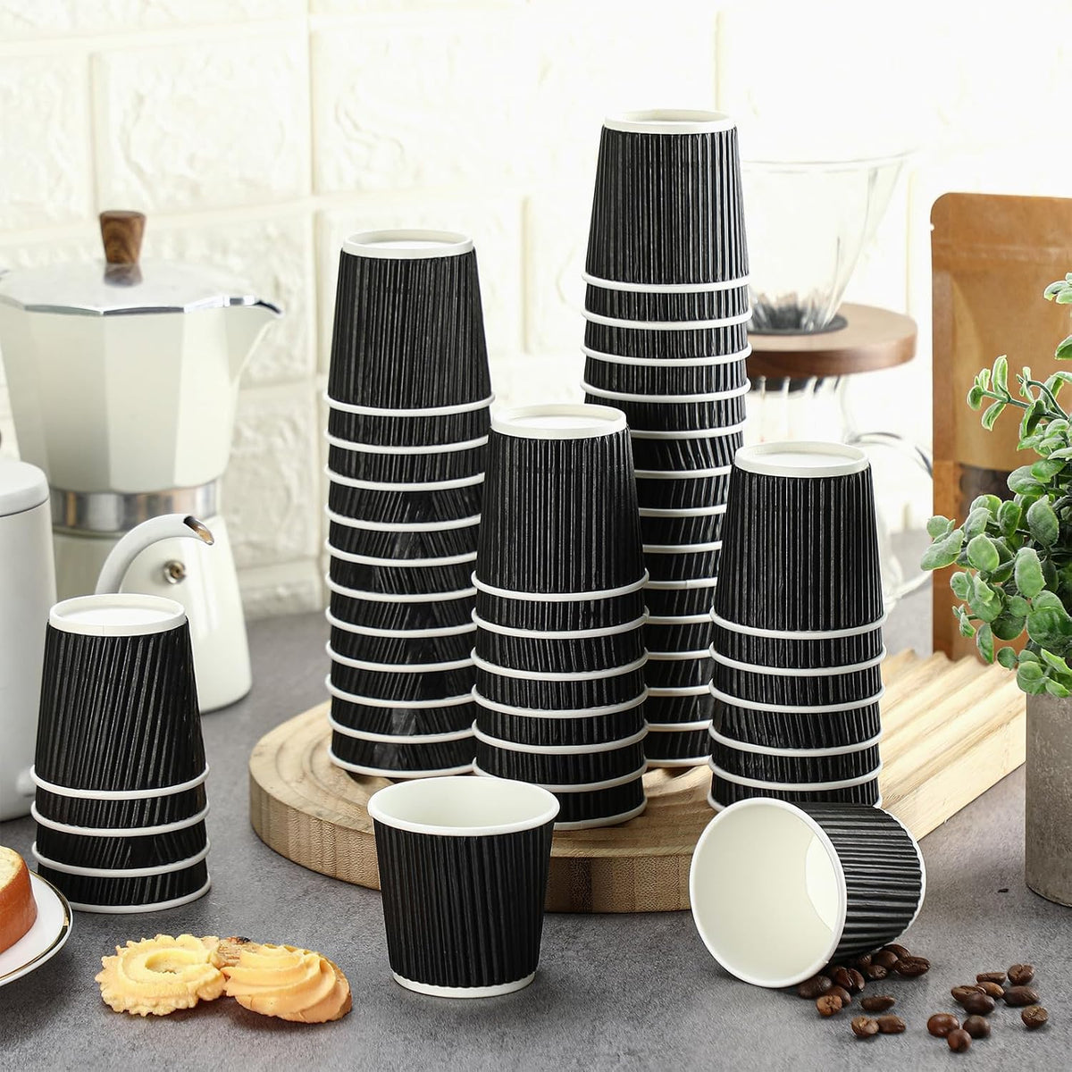 Yaomiao 200 Pcs 4 oz Disposable Espresso Coffee Cups, Black