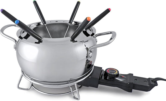 Swissmar Mont Brule Electric Fondue Set, 9-Piece, 2.1 Quart, Stainless
