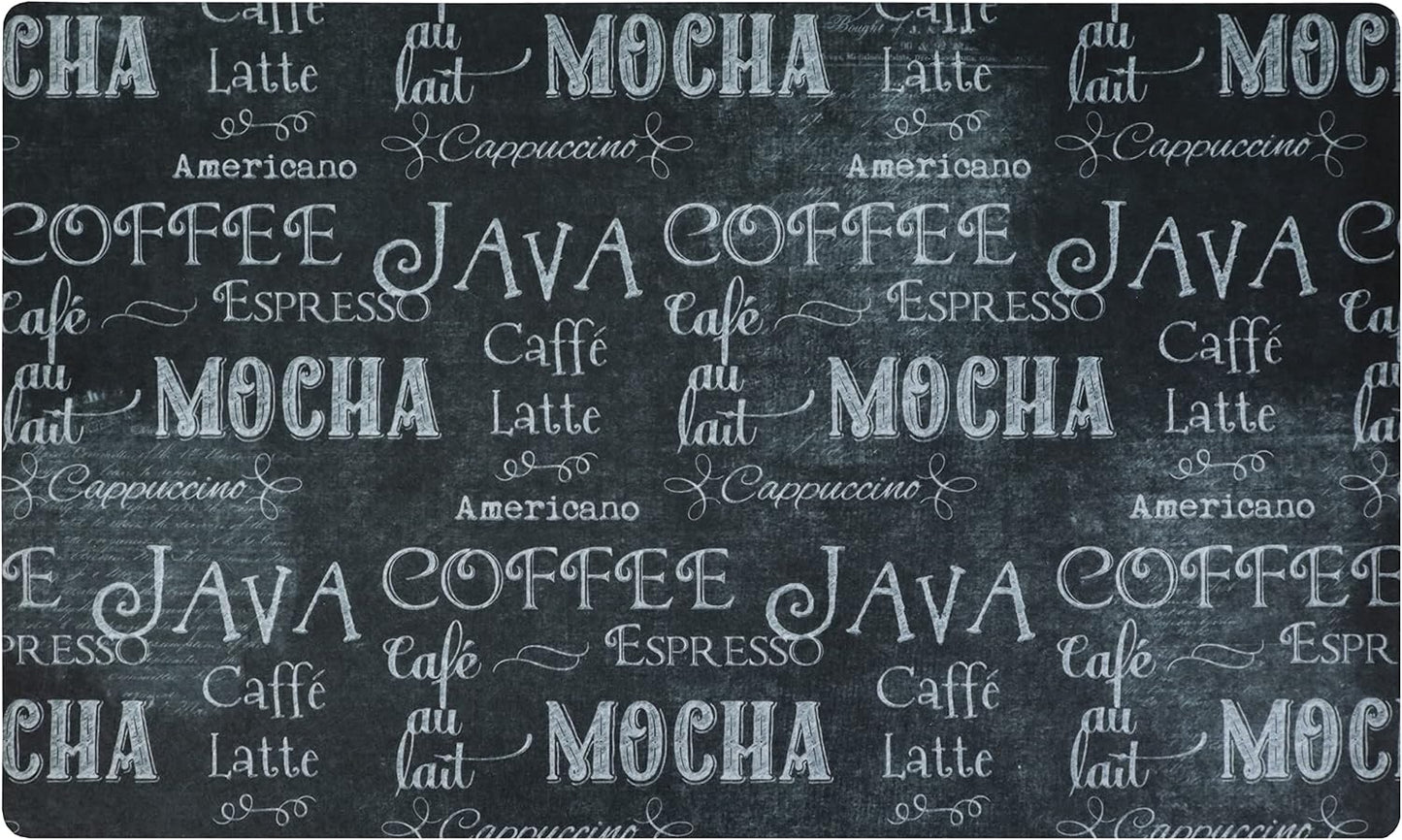 Drymate Coffee Maker Mat, (Coffee Station Bar Accessory) Protects Kitchen Countertops From Spills, Stains &amp; Scratches, Absorbent, Waterproof, Washable (USA Made) (12” x 20”) (Java Chalkboard)