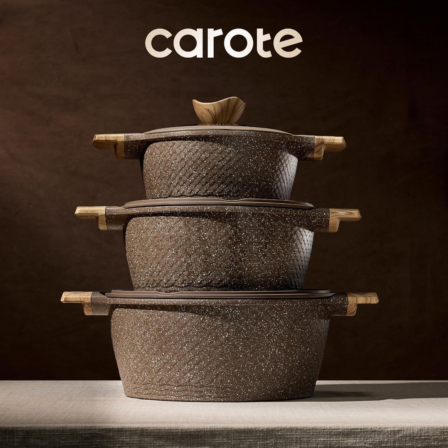 CAROTE 26pcs Pots and Pans Set, Nonstick Cookware Sets | Induction Kitchen Cooking Set, Special Texture Design, Ultra Du
