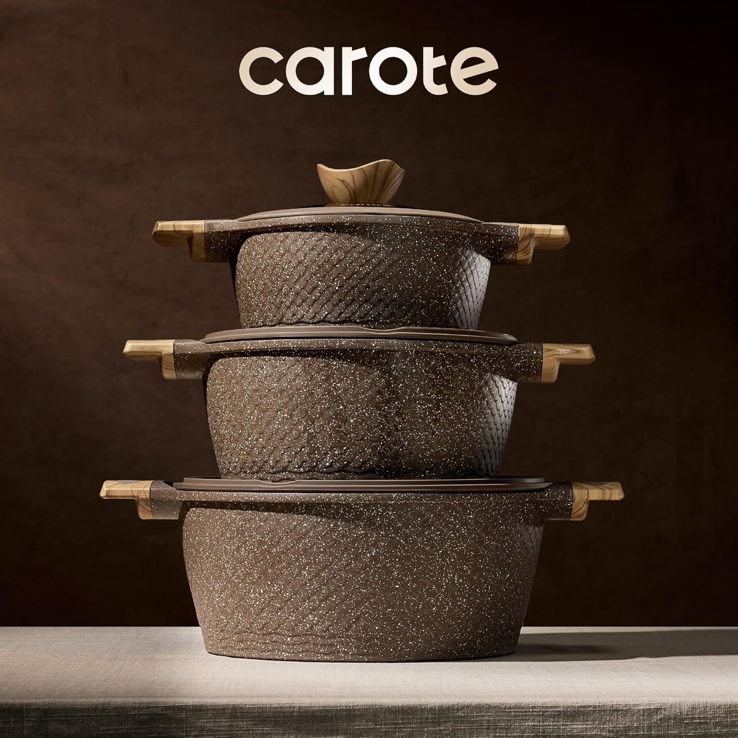 CAROTE 26pcs Pots and Pans Set, Nonstick Cookware Sets | Induction Kitchen Cooking Set, Special Texture Design, Ultra Du
