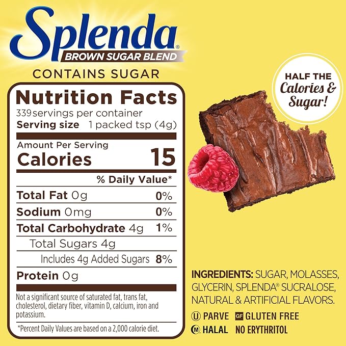 SPLENDA Brown Sugar Blend Low Calorie Sweetener for Baking, 3 Pound Value Size (1360 Grams) Resealable Bag, 48 Ounces