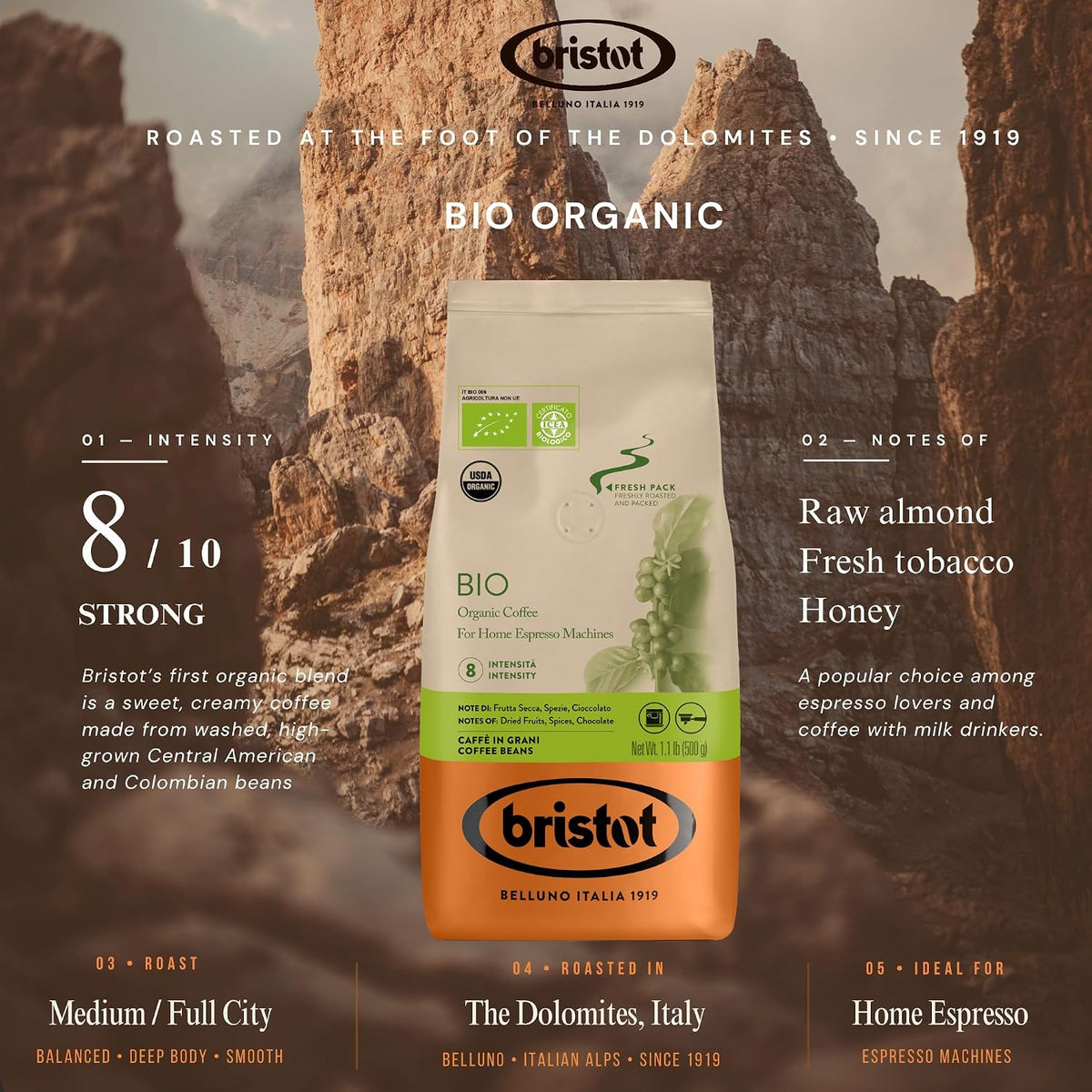 Bristot Bio Organic Italian Espresso Beans