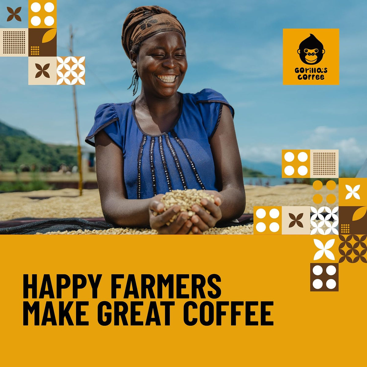 Gorilla's Coffee 100% Arabica - Medium Roast Ground Coffee, Fair Trade, Smooth, Balanced, Aromatic, Spice &amp; Luscious Fruit Notes | Premium Rwandan Coffee | Rich, Flavorful, and Aromatic (500g/17.6oz)