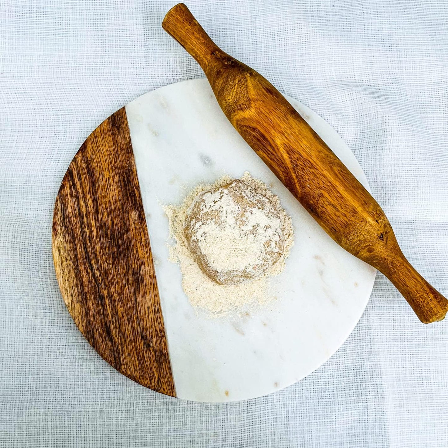 White Marble Board, 10 Inches | Cheese Board, Acacia Wooden Serving Tray, For Charcuterie, Cheese, Meats, Fruit, Crackers, Cutting Board, Round Slab