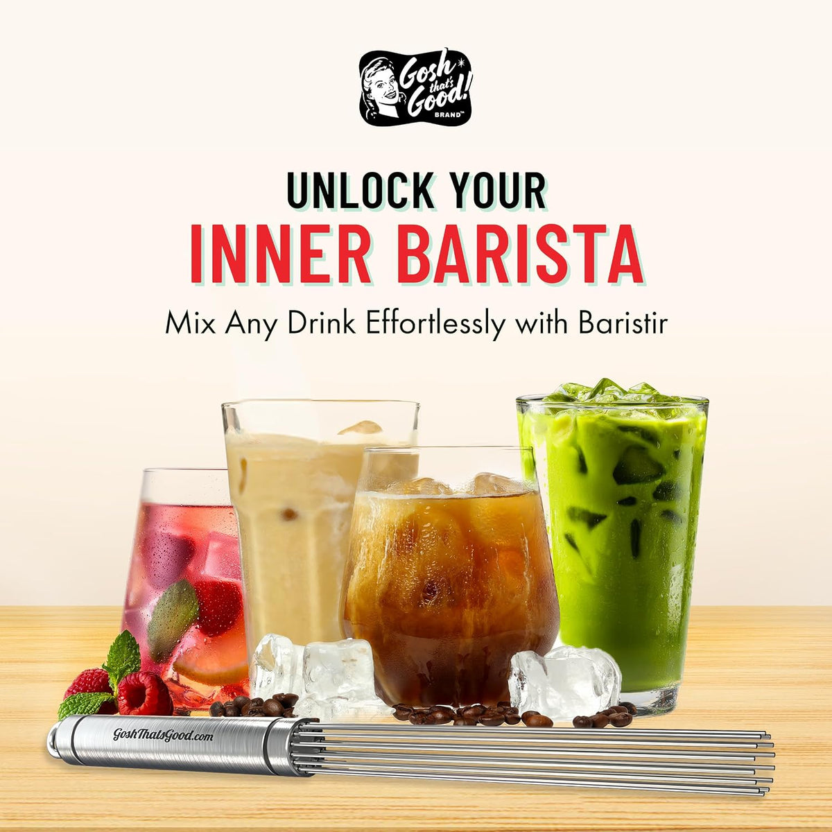 Baristir by Gosh That's Good | Barista Mixing Tool - Coffee, Matcha &amp; Tea
