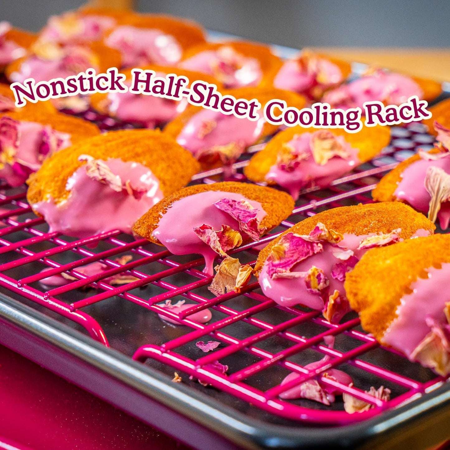 Great Jones Non Stick Wire Cooling Rack (Blueberry) – Fits Half Sheet | 16.9" × 11.4" Non Toxic Baking Rack, Heavy-Weight Aluminized Steel, Oven Safe 450 °F, Bacon &amp; Cookie Cooling Rack