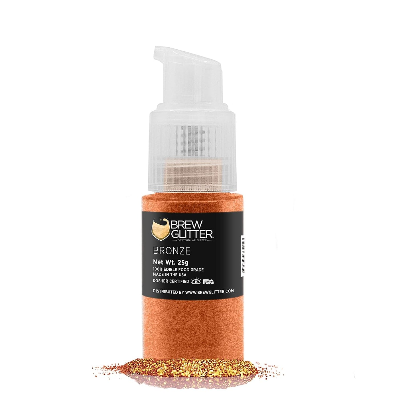 Brew Glitter Edible Drink Glitter Pump 1x 25g for Cocktails, Beer, &amp; Beverages (Bronze)