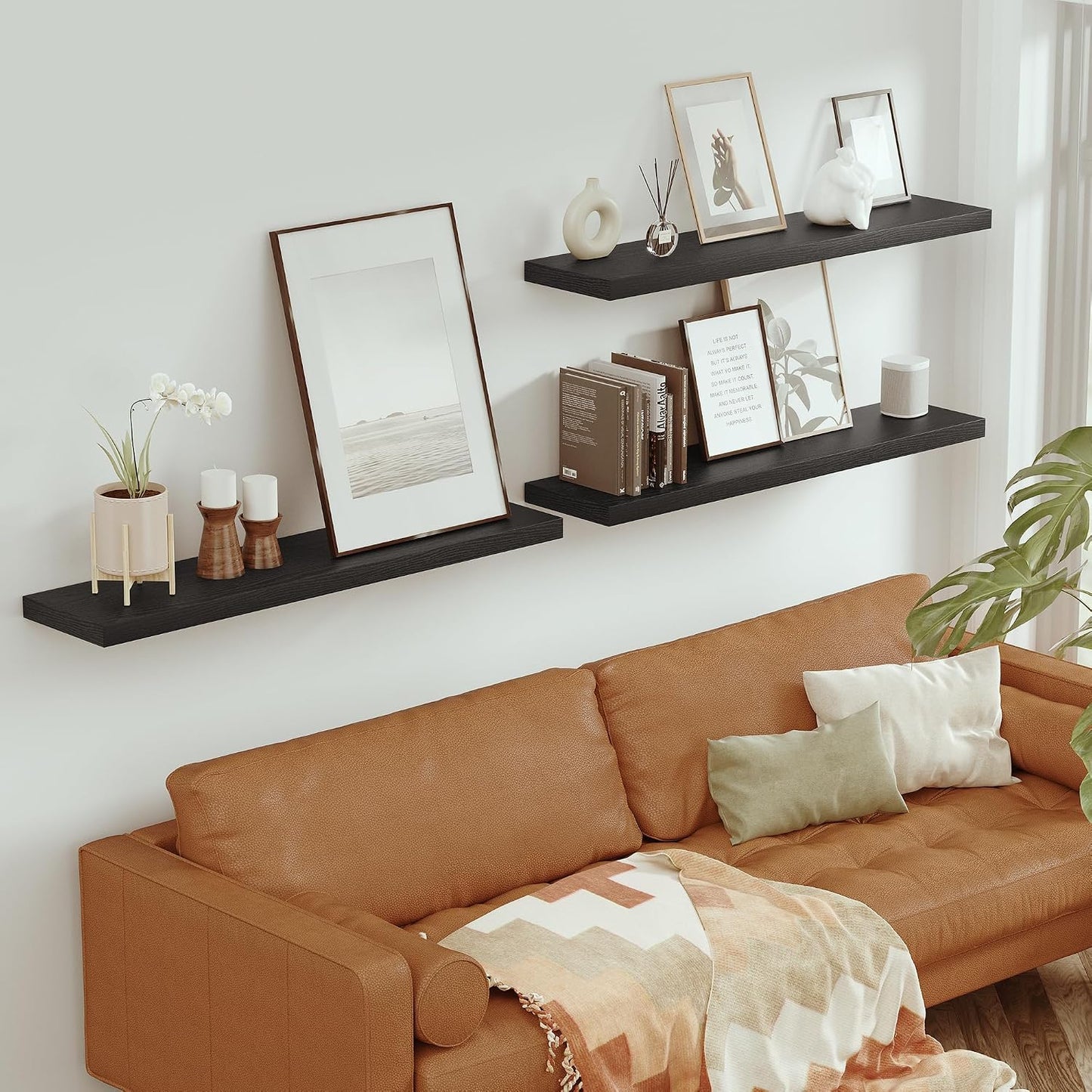 Vivelove Single Floating Shelves 48x10” Set of 1, Black