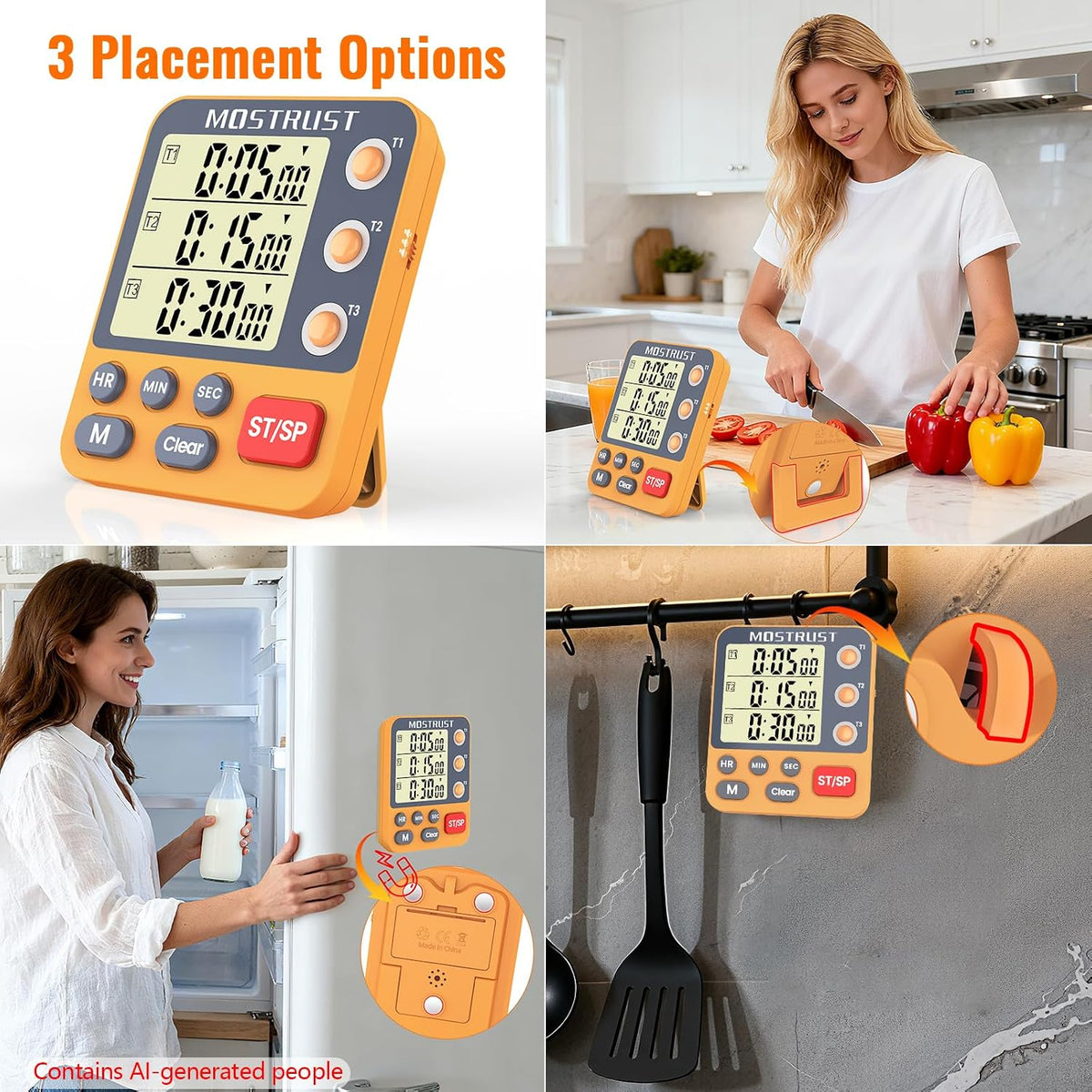 Digital Dual Kitchen Timer, Multiple Channels Countdown Timer