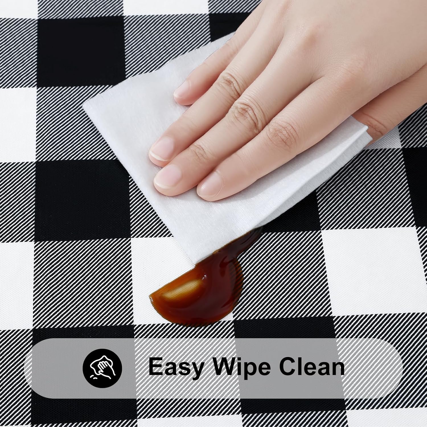 Smiry 6 Foot Picnic Table Cloth, Flannel Backed Fitted Vinyl tablecloths | Waterproof Elastic Rectangle Tablecloth ,Buff