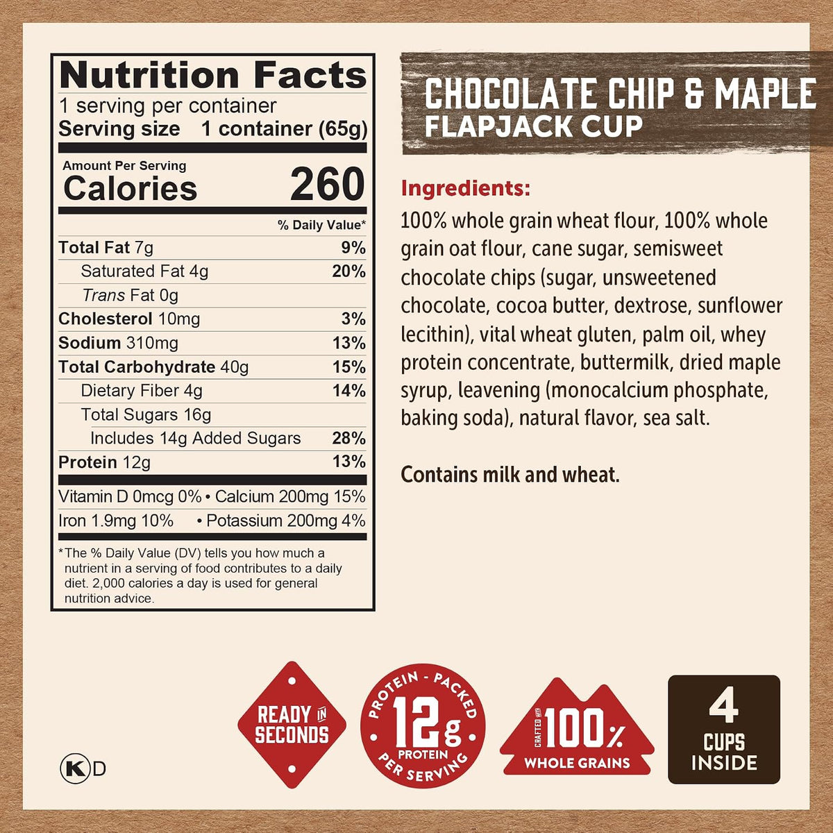 Kodiak Cakes Protein Pancake On The Go Flapjack Cups Mix; Buttermilk