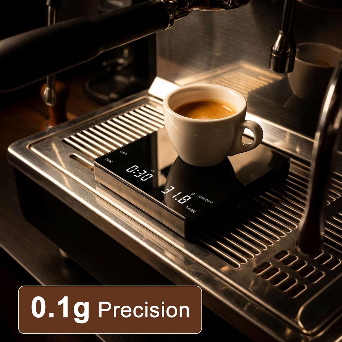 Coffee Scale with Timer, 0.1g Precision Mini Espresso Scale | Compact USB-C Rechargeable Digital Kitchen Gram Meter, 6 Units, Fits Drip Tray for Pour Over, Barista, Matcha, Bean Brewing