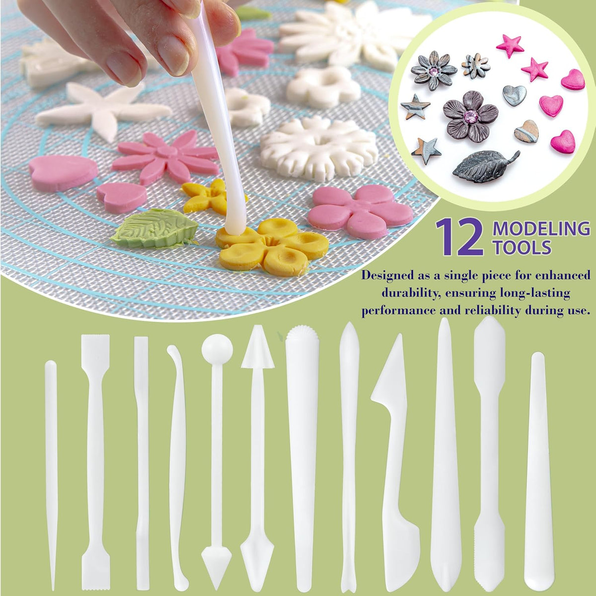 Bakerpan Fondant Modeling & Cutters Tools Set for Cake Decorating - 47 Pc