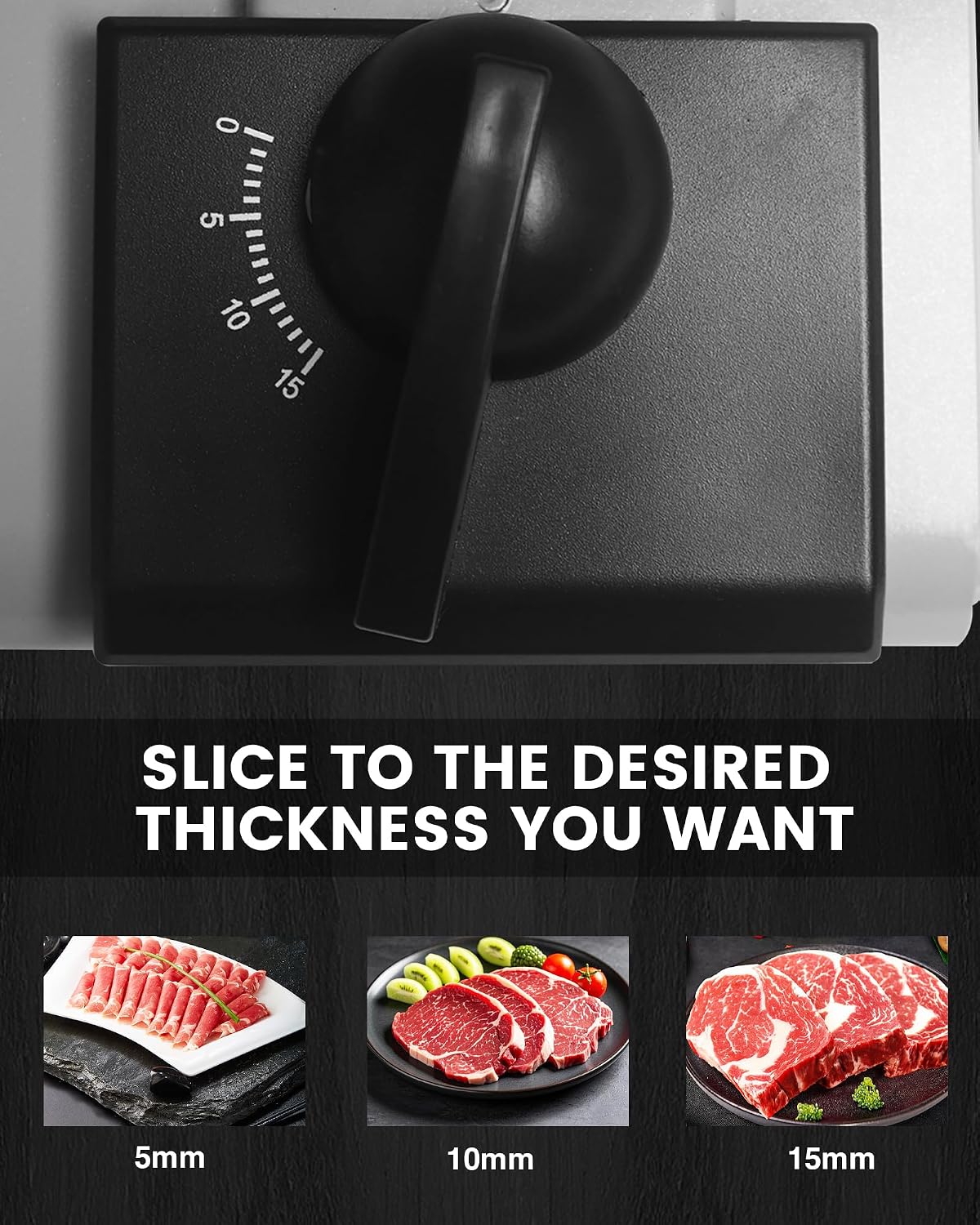 Pterying 200W Electric Meat Slicer, 2 Removable 7.5" Stainless Steel Blades