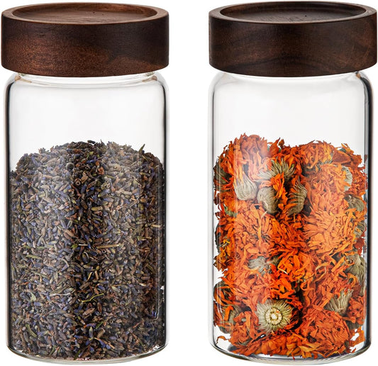 Glass Coffee Jars with Top Screw Lid Round Food Storage Canister Clear Glass Jar for Pantry Sugar Tea Coffee Bean Spice Nuts