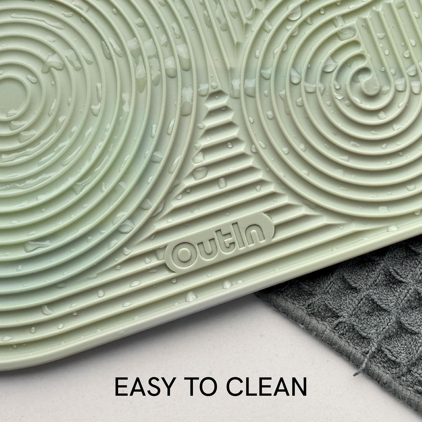 OutIn Silicone Coffee Mat, Foldable &amp; Waterproof | Drip Tray Mat for Espresso Machines and Portable Coffee Makers, 9.8" x 6.7" (Green)
