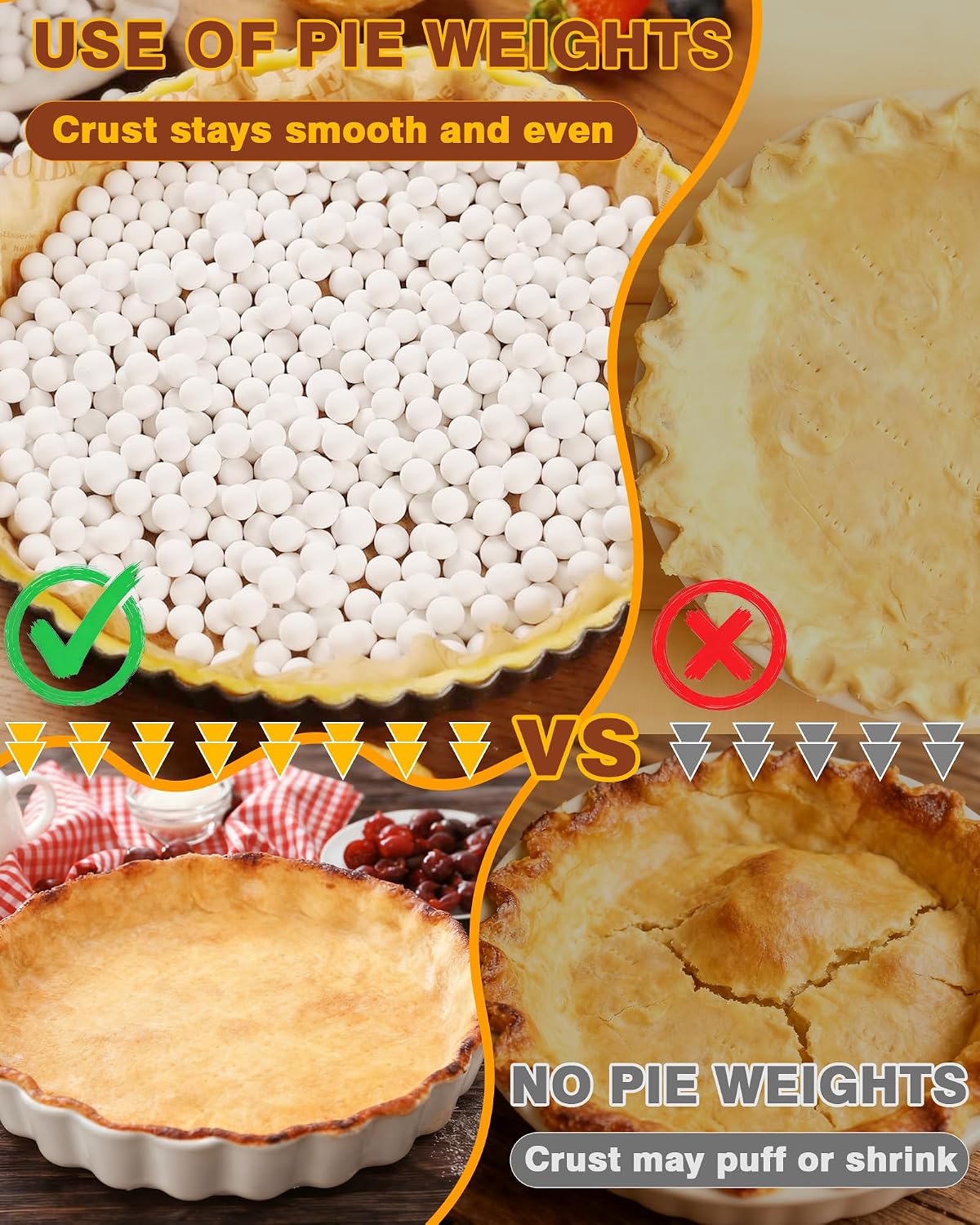 Baking Ceramic Pie Weights, Natural Stoneware For Blind Baking Pie Crusts | 1.5 lb 10mm Ceramic Pie Weights, Heat Resistant to 480°F, Reusable Pie Weights for Homemade &amp; Store-Bought Pie Crusts