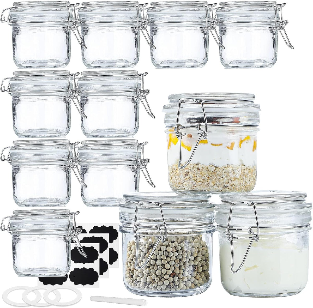 7 oz Glass Jars with Airtight Lid, 12Pk Small Mason Jars for Storage &amp; Gift