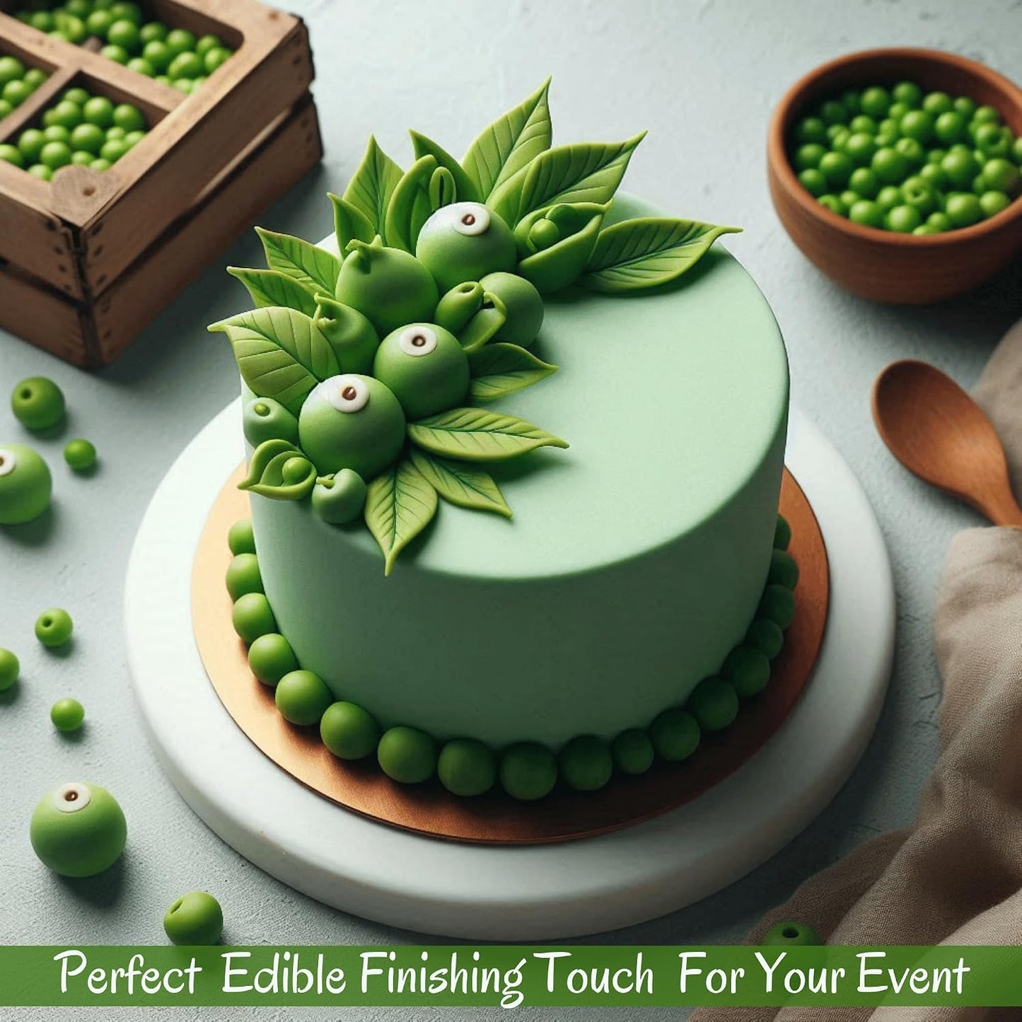 Confect Pea Green Fondant for Cake Decorating | Smooth &amp; Ready-to-Use Icing for Christmas Cakes, Cupcakes &amp; Holiday Treats | Vegan, Gluten-Free, Nut-Free, Palm Oil-Free – 8.8 Oz
