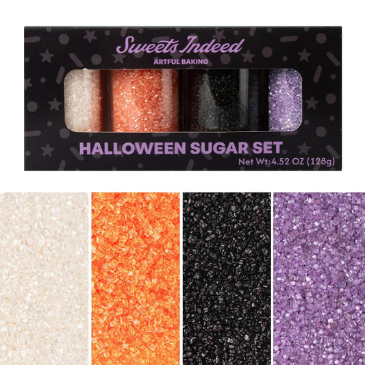 Sweets Indeed Halloween Sanding Sugar 4 Pack, Orange Black Purple White 4.52 oz