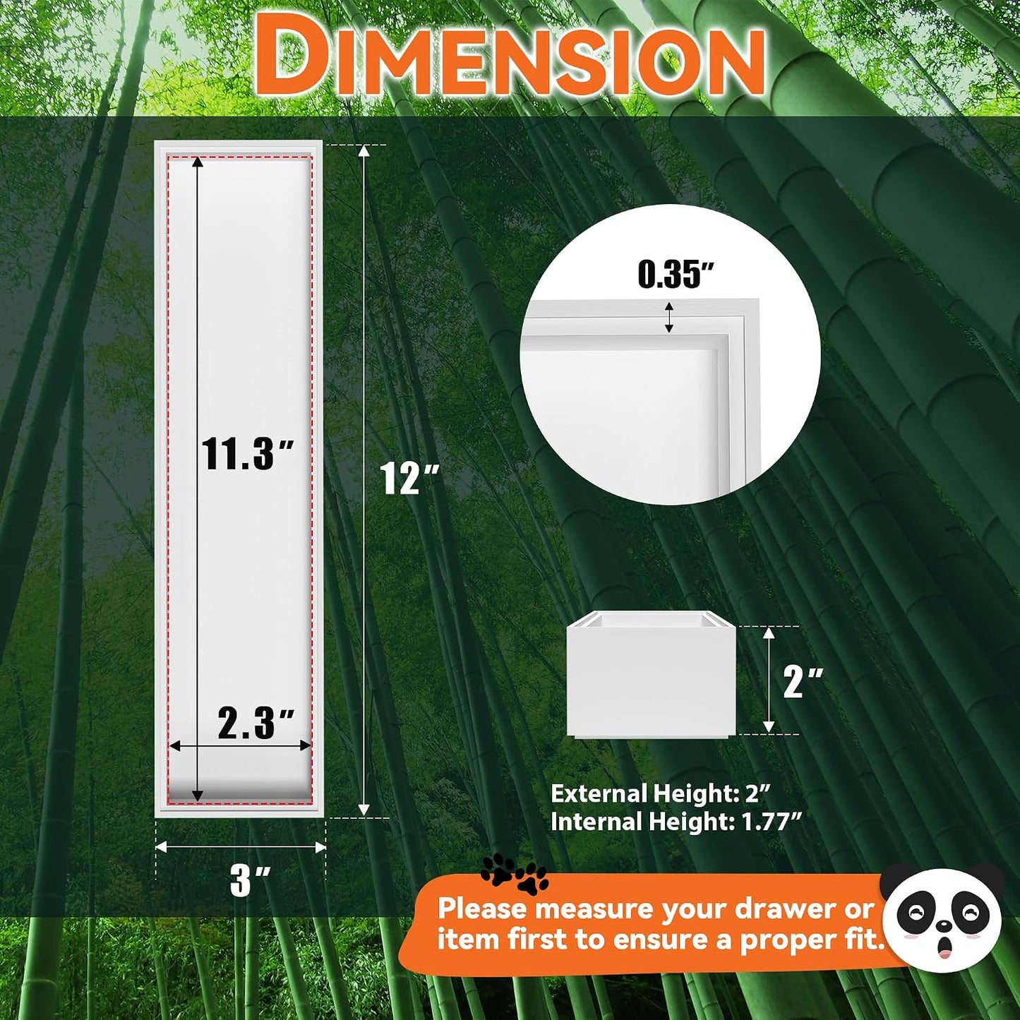 Lixple Bamboo Kitchen Drawer Organizer, 2 Pack, 12" x 3" x 2", White