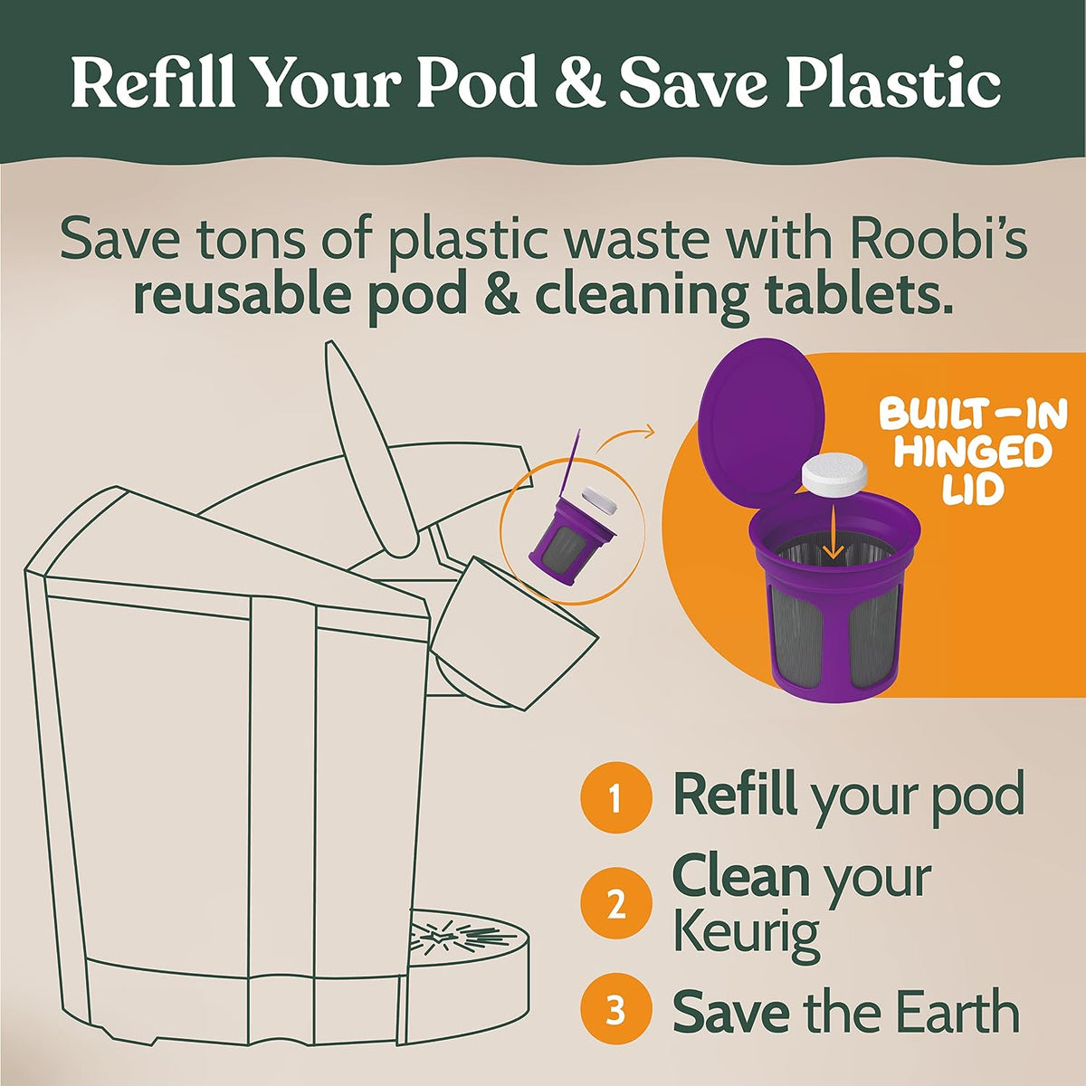 Roobi Keurig Compatible Descaling Solution &amp; Cleaning Kit | 500ml Keurig Descaler, 12 Cleaning Tablets, 1 Reusable Pod, 6 Water Filters, Carbon Neutral, 1 Year Supply