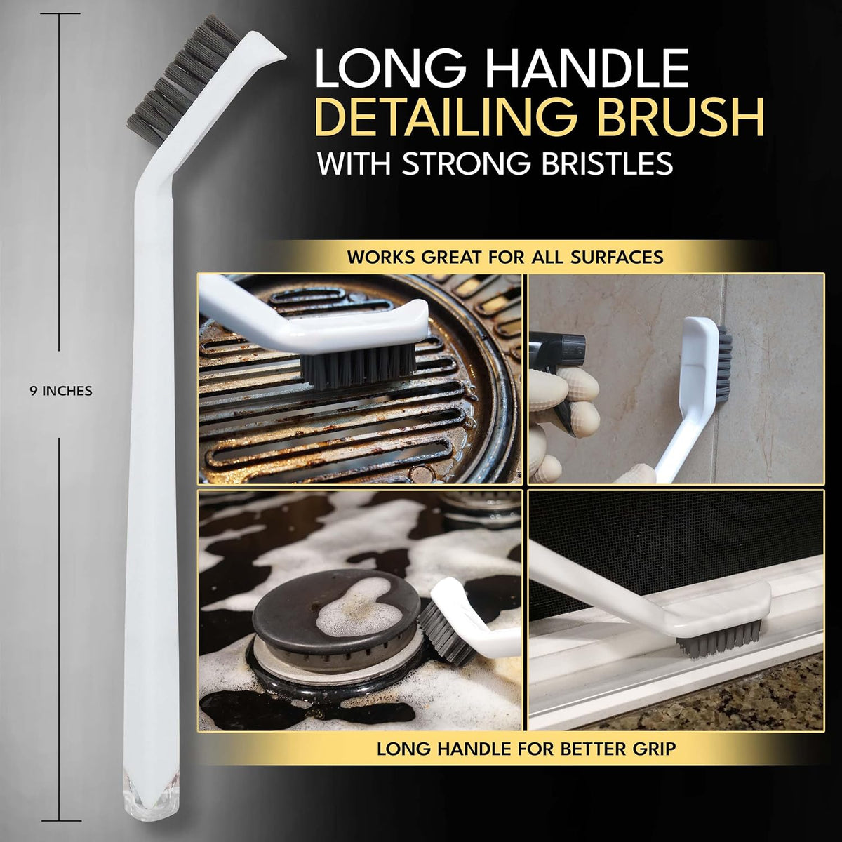 Grout Cleaning Brushes Set (3 Pcs) Deep Cleaner Multi-Purpose Stiff Bristle Brush, Cleaning Toothbrush for Cleaning Corners, Spaces, Tile, Shower, Window &amp; Door Track, Floor, Juicers and Tight Spaces