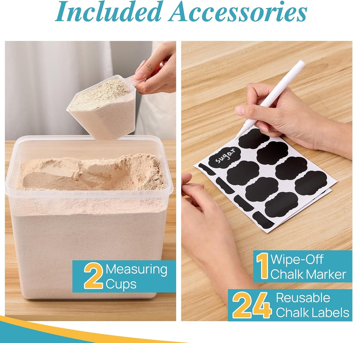 Vtopmart 8.5L Extra Large Flour Sugar Storage Containers, 2 PCS, Black