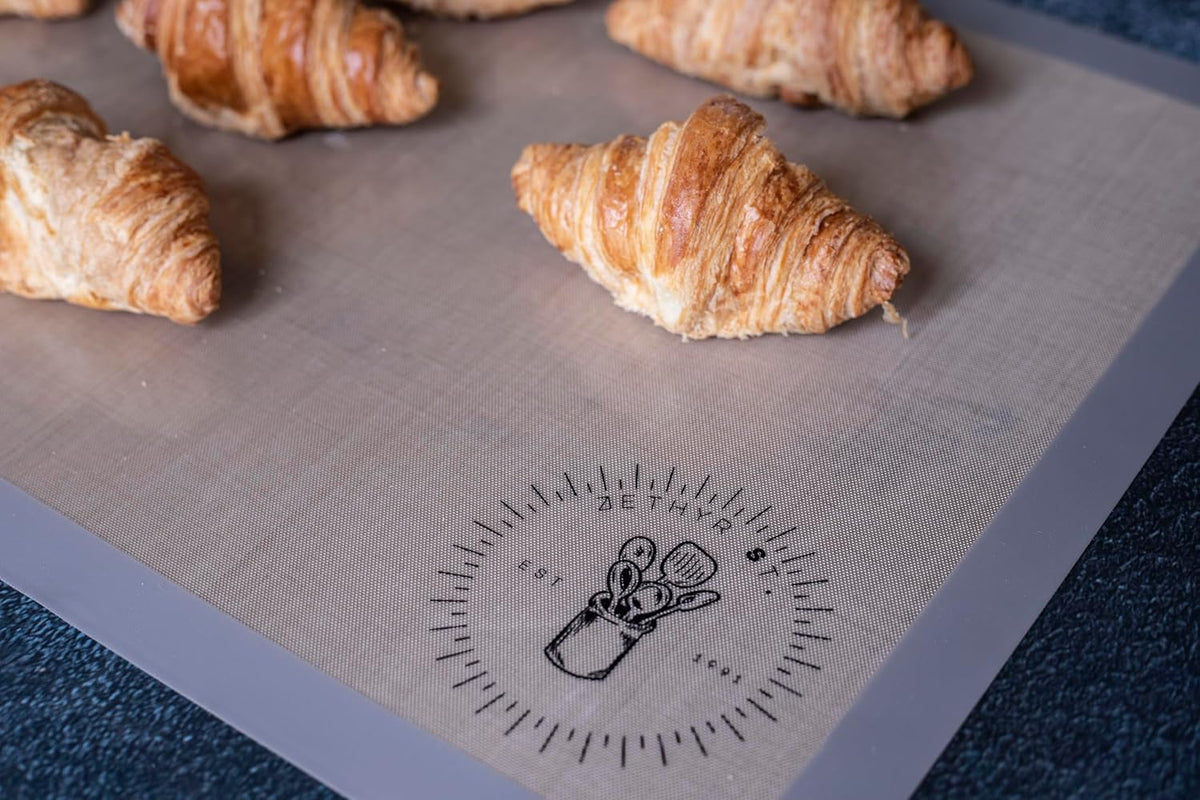 Silicone Baking Mats - 3/4 Size Cookie Sheets for Baking, Pack of 3, Gray | Oven Safe, Non-Stick Silicone Baking Sheet Liner, Perfect For Baking Macarons Cookies, Pastries &amp; Cakes, 13.5 x 19.5 inches