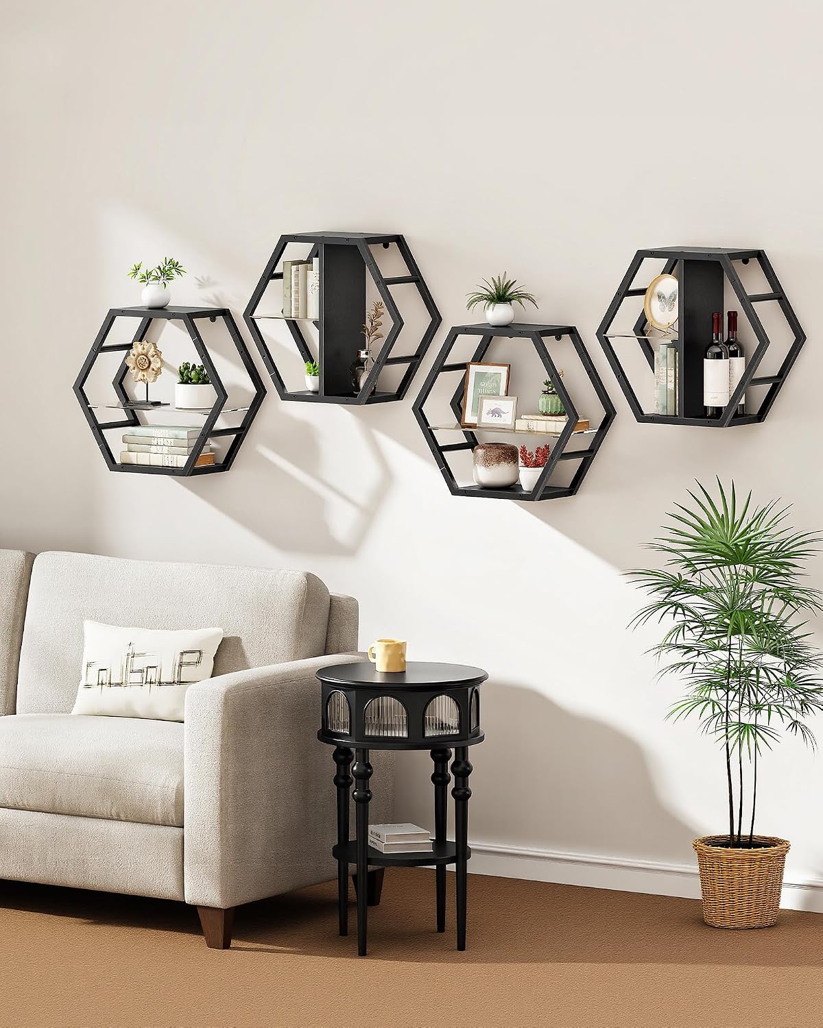 CHOEZON 18.9 inch Gaming Floating Shelves, Hexagon Shelves, Set of 2