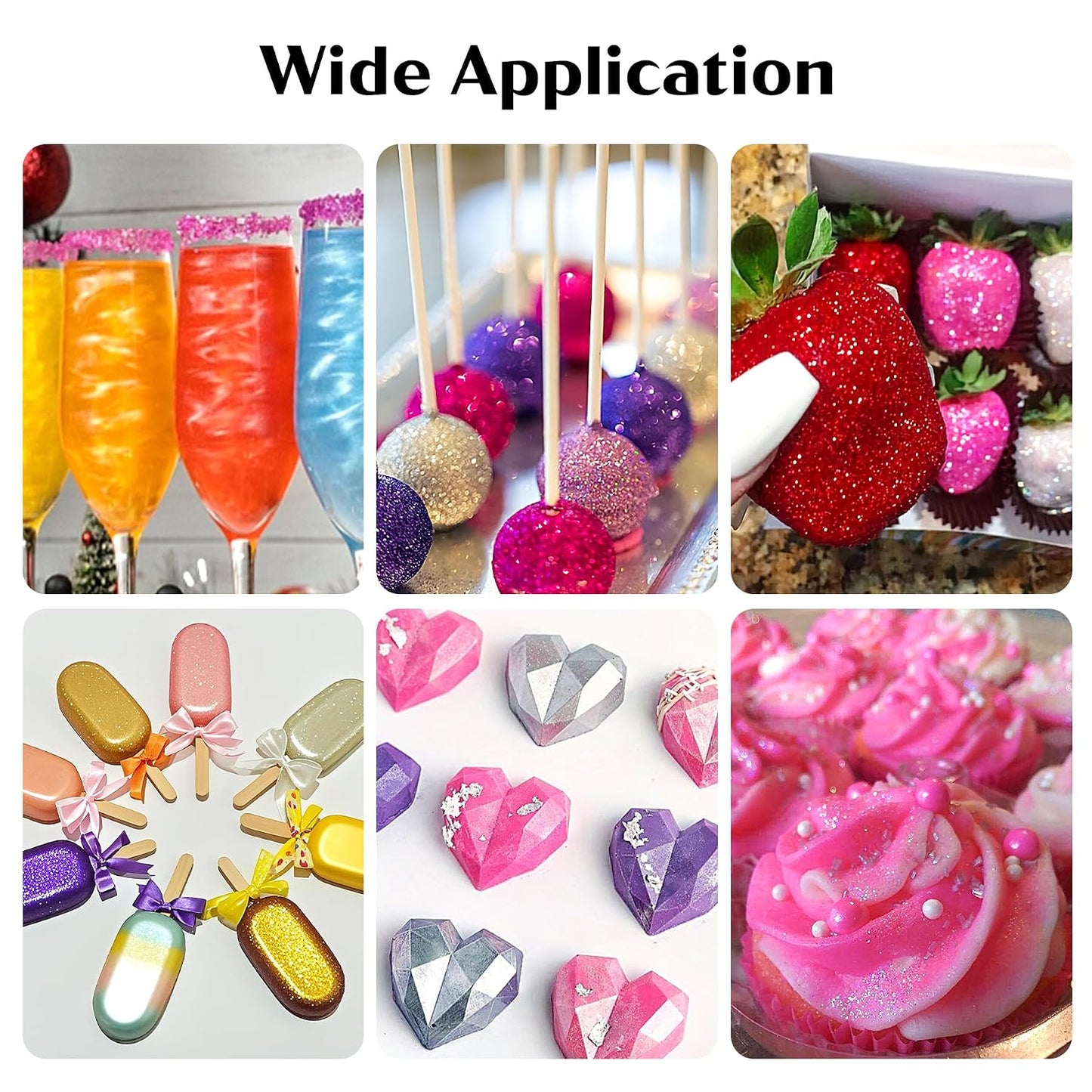 Edible Glitter for Drinks – 14 Colors Luster Dust, Food Grade Cocktail Shimmer Powder for Cakes, Beverages, Chocolate &amp; Candy, 5g/Bottle