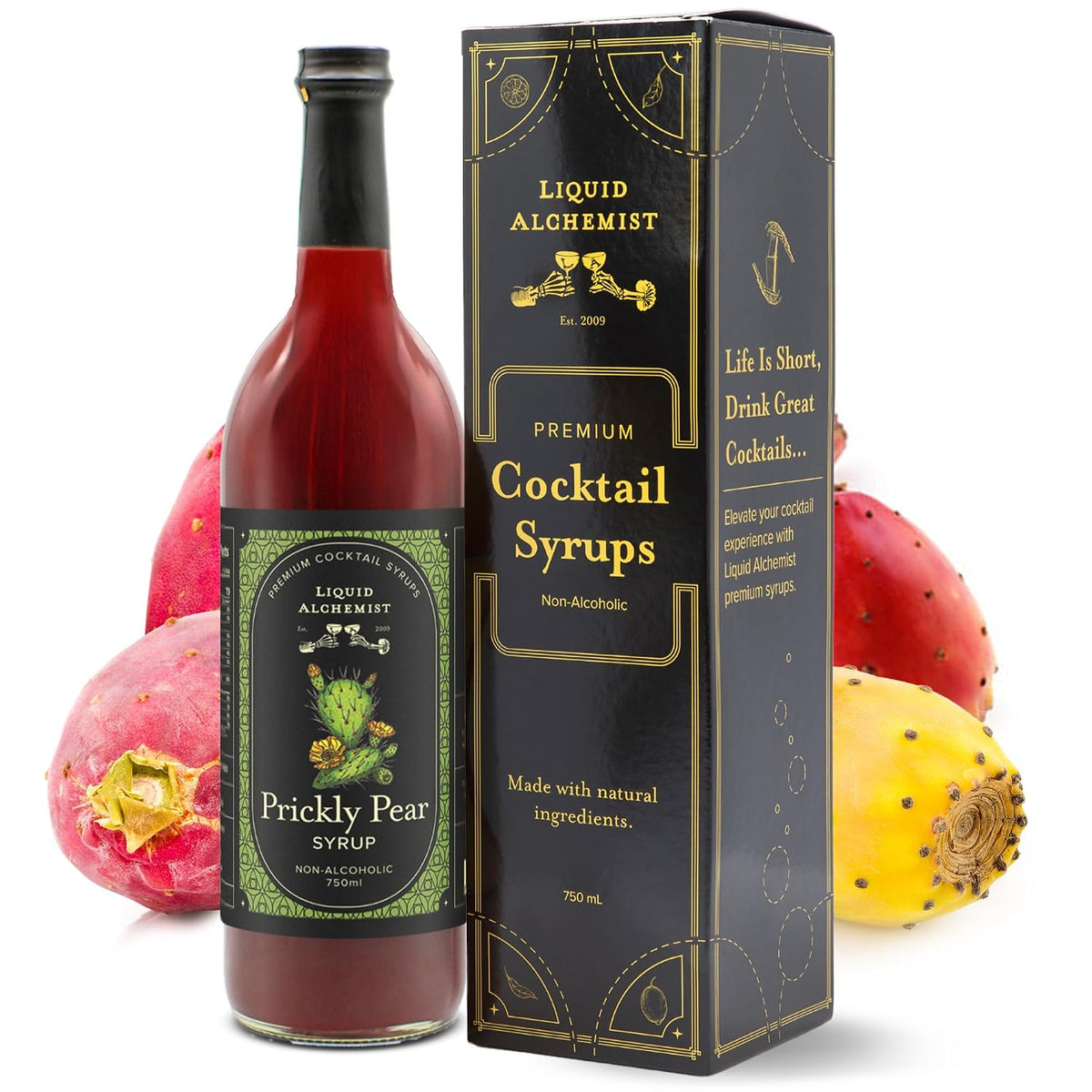 Liquid Alchemist Prickly Pear Syrup for Cocktails | Real Ingredients Make our Prickly Pear Puree a Perfect Margarita Mix | Small Batch, Non-GMO &amp; Vegan | 25.4 oz Drink Mixer, Pack of 1