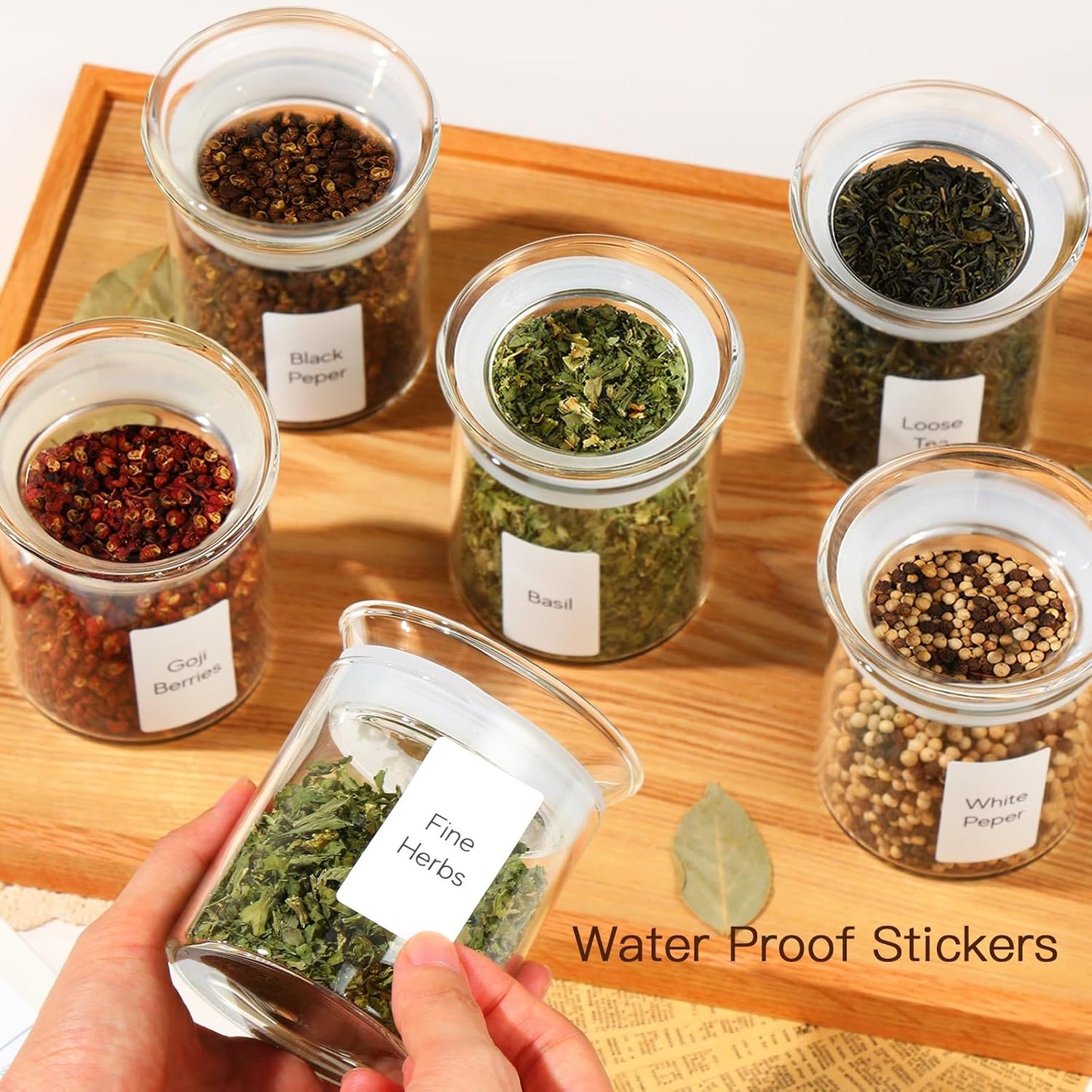 ZENS 10oz Glass Jars with Airtight Lid, 4 Pack Glass Kitchen Canisters Set for Spice, Loose Tea, Small Clear Glass Storage Jars with Labels for Herbs, Sugar | Borosilicate Clear Glass Canisters Set for Spice, Small Tea Jars for loose Tea with Labels for H