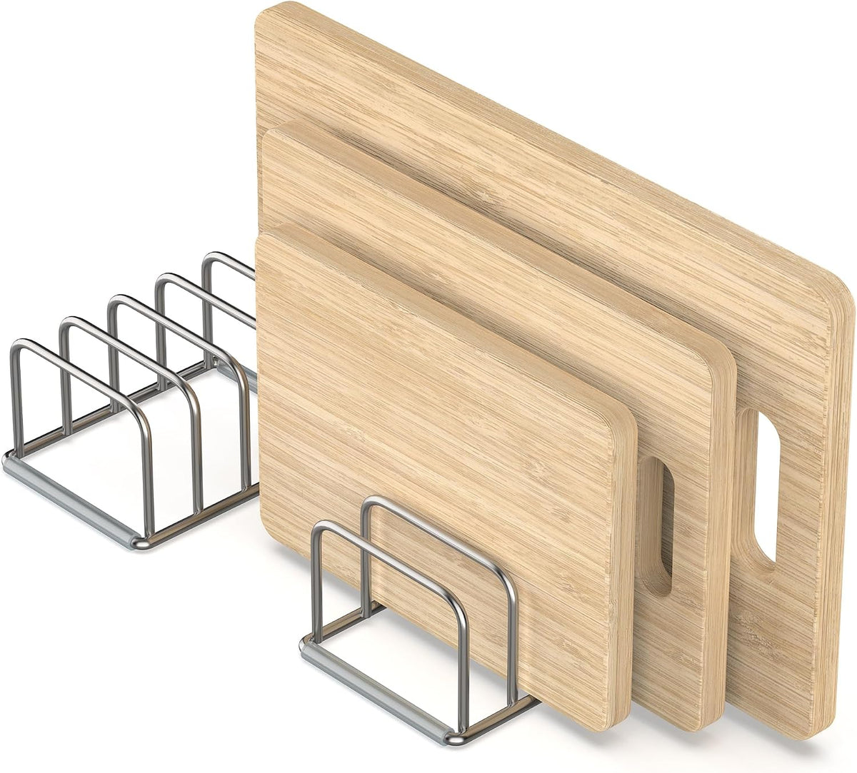KORRTFID Cutting Board Holder, 2PSC Cutting Board Organizer Rack, 304 Stainless Steel Cookie Sheet Baking Pan and Tray Organizer for Kitchen Cabinet and Pantry Storage (1.0 Inch Width Slots)