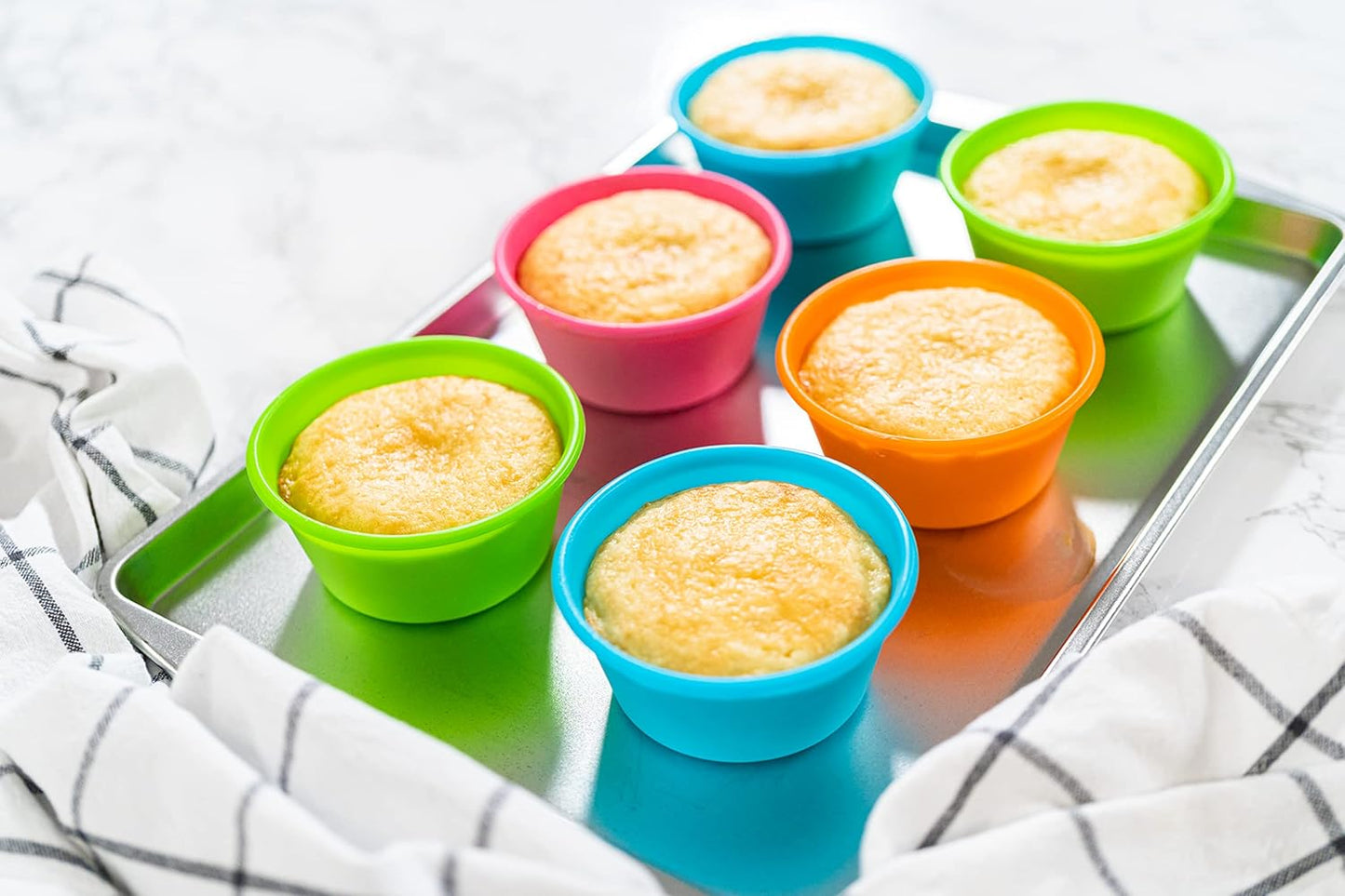 Bakerpan Silicone Jumbo Muffin Liners for Baking - Set of 6 Large 3.5 Inch Air Fryer Muffin Cups &amp; Jumbo Cupcake Liners for Egg Bites, Quiche, Cheesecake &amp; Muffins - Non-Stick, BPA-Free