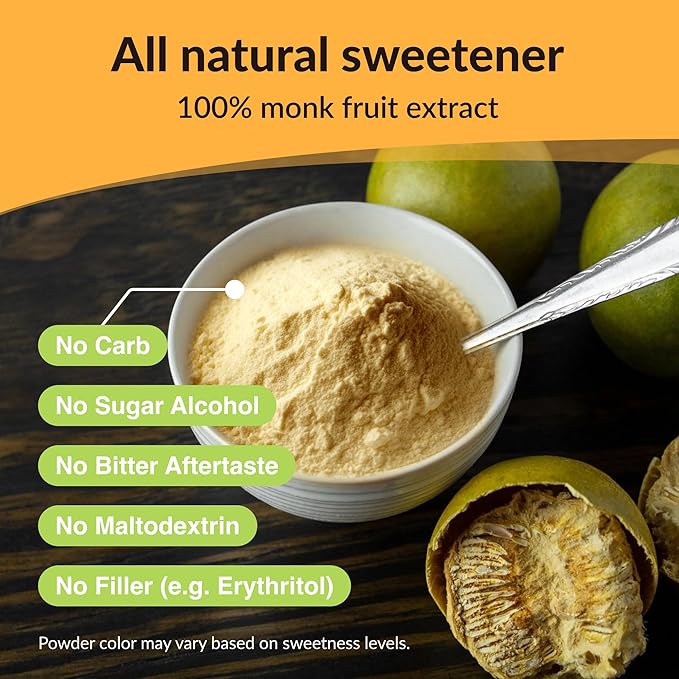 NAMANNA Pure Monk Fruit Sweetener - Zero Calorie, Zero Carb, Paleo Safe (25% Mogroside V, 100g, 2000 Servings)