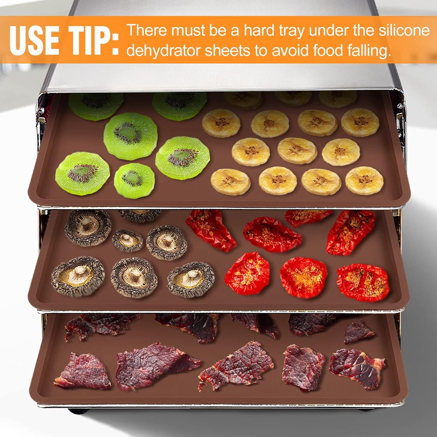Aulock 3Pcs Silicone Food Dehydrator Sheets with Edge, Non-stick Tray Liner