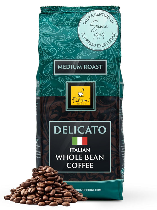 Filicori Zecchini Italian Espresso Beans – Whole Bean Coffee Medium Roast Arabica & Robusta Blend – Low Acidity, Slow
