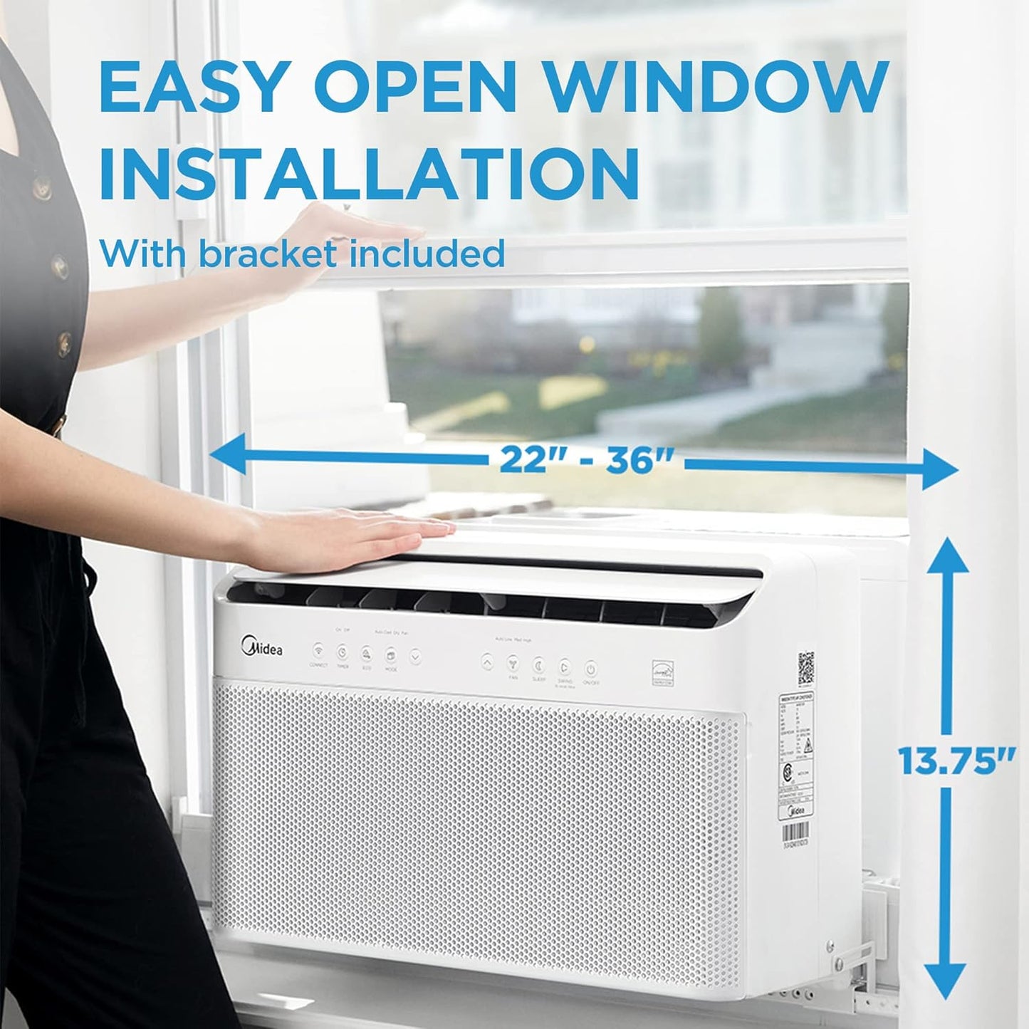 Midea MAW08V1QWT 8,000 BTU U-Shaped Window Air Conditioner – Inverter Technology, Ultra Quiet, Energy Efficient