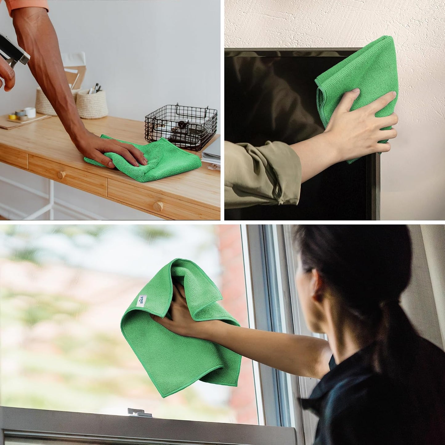 MR.SIGA Microfiber Cleaning Cloths, Streak Free Microfiber Towels, 12 Pack