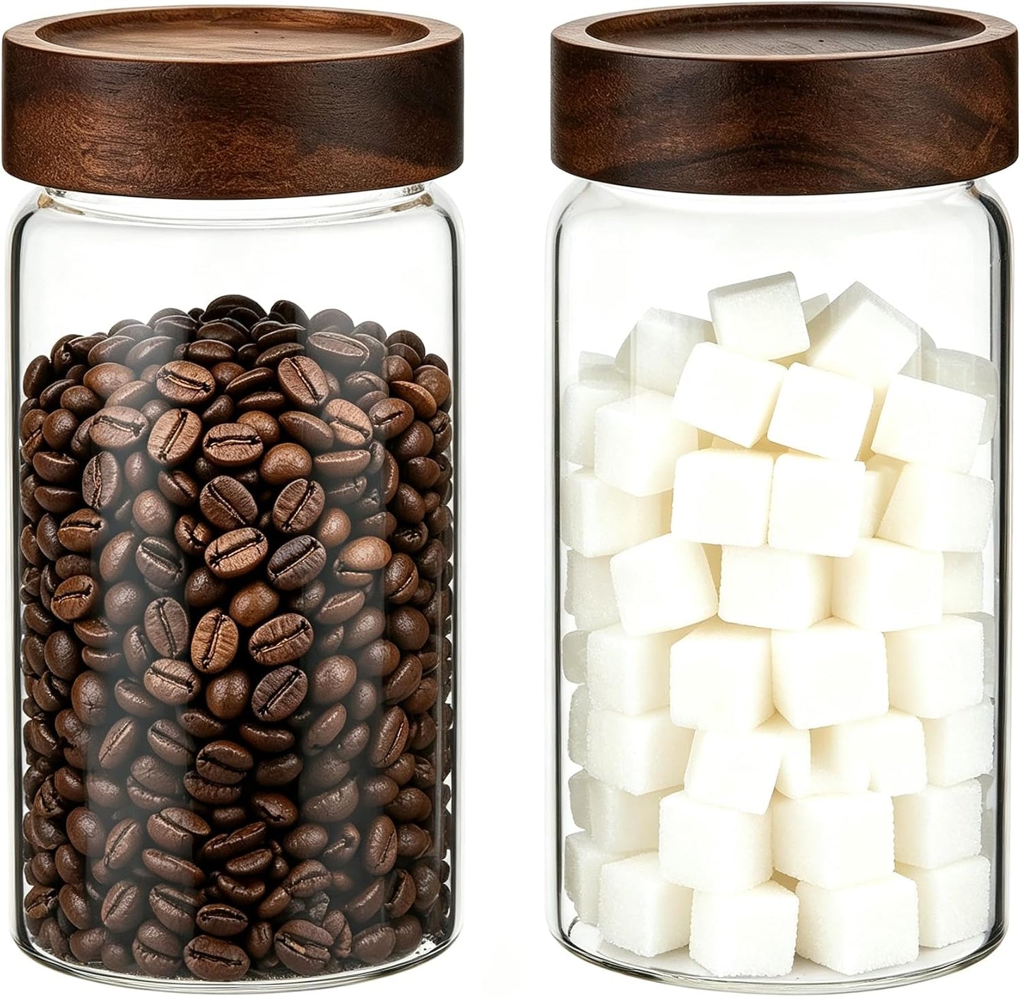 18 OZ Glass Coffee Jars with Top Screw Lid Ground Sugar Spice Herb Container Clear Glass Jar Round Food Storage Canister for Pantry Tea Coffee Bean Spice Cookies Salts (2×550ml(18oz))