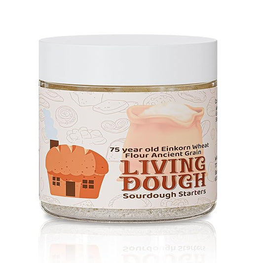 Living Dough - 75 Year Old Einkorn Wheat Flour Ancient Grain Sourdough Starter Culture - Active & Live Organic Sourdough