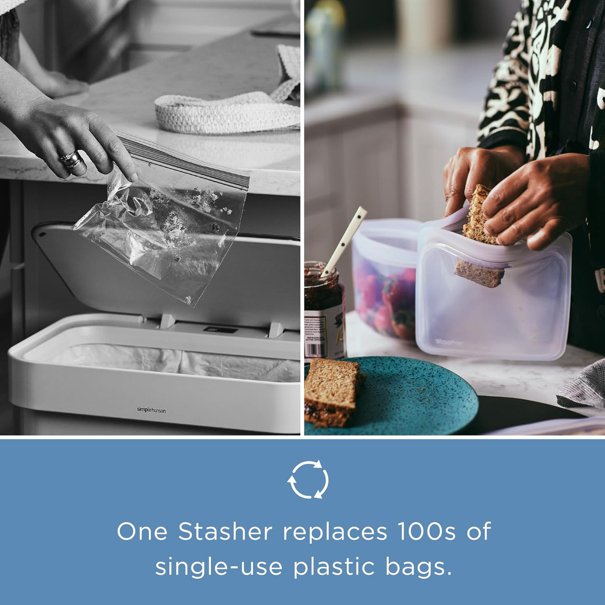Stasher Premium Silicone Reusable Food Storage Sandwich Bag, Tie Dye Blue, Microwave, Sous Vide, Dishwasher, Oven and Freezer Safe, BPA Free, Leak-free, Eco-friendly, 28 Oz