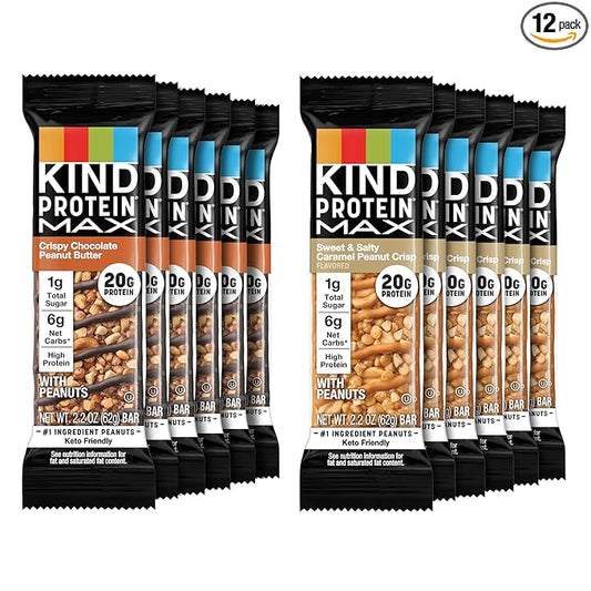 KIND Protein MAX Variety Pack, High Protein Bars, Keto Snacks, 1g Sugar, 20g Protein, (6) Crispy Chocolate Peanut Butter (6)